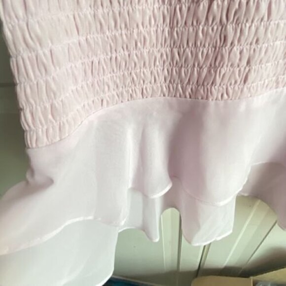 BCBGeneration Women’s Sz 2 Smocked Pink Tiered Ruffle Dress NWT - Picture 7 of 12